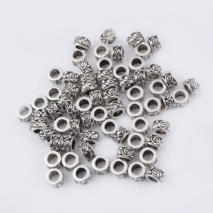 20pcs Flat Cylindrical Spacer Round Beads for Charm Bracelet DIY Craft