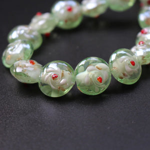 20pcs Flat Lampwork Glass beads Multi-color With Outer Flower beads Charms