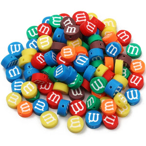 20pcs Flat Round M Beans Polymer Clay Beads For Jewelry Making