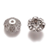20pcs Flower Brass Bead Caps with Zirconia End Caps for DIY Jewelry Making