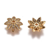 20pcs Flower Brass Bead Caps with Zirconia End Caps for DIY Jewelry Making