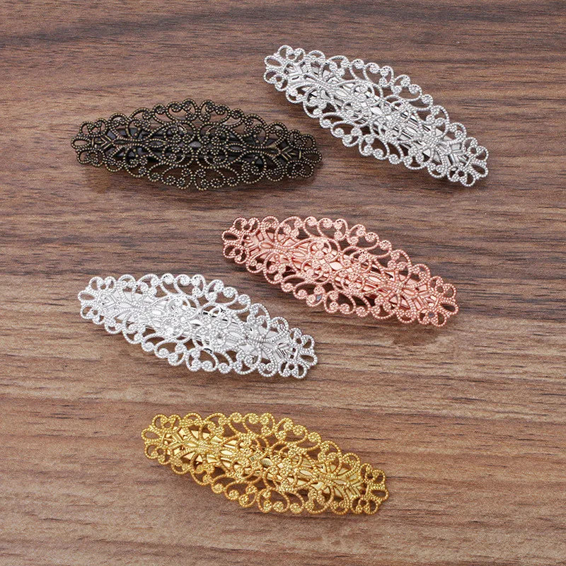 20pcs French Barrette Spring Hair Clips Gold Hairpin Base Setting