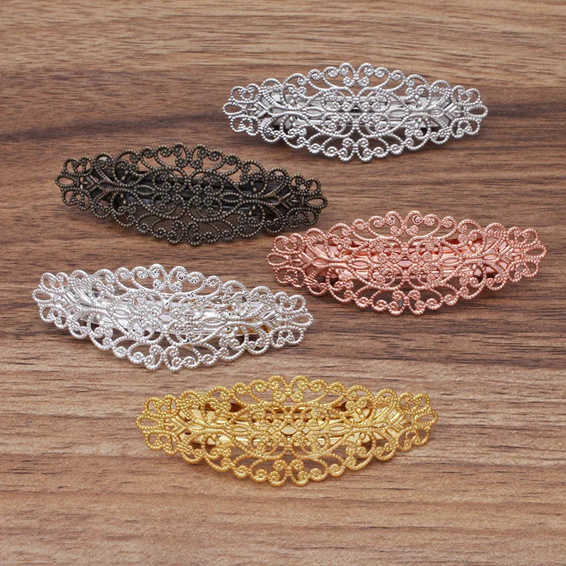 20pcs French Barrette Spring Hair Clips Gold Hairpin Base Setting