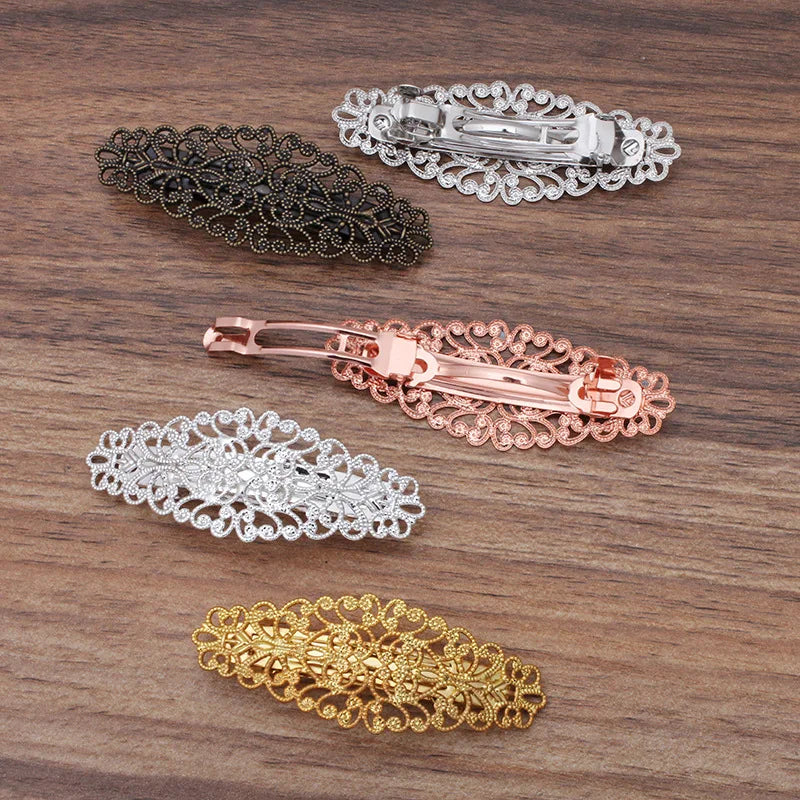 20pcs French Barrette Spring Hair Clips Gold Hairpin Base Setting