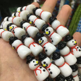 20pcs Multicolor Snowman Bead Porcelain Lampwork Loose Beads DIY Jewelry Making