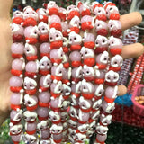 20pcs Multicolor Snowman Bead Porcelain Lampwork Loose Beads DIY Jewelry Making