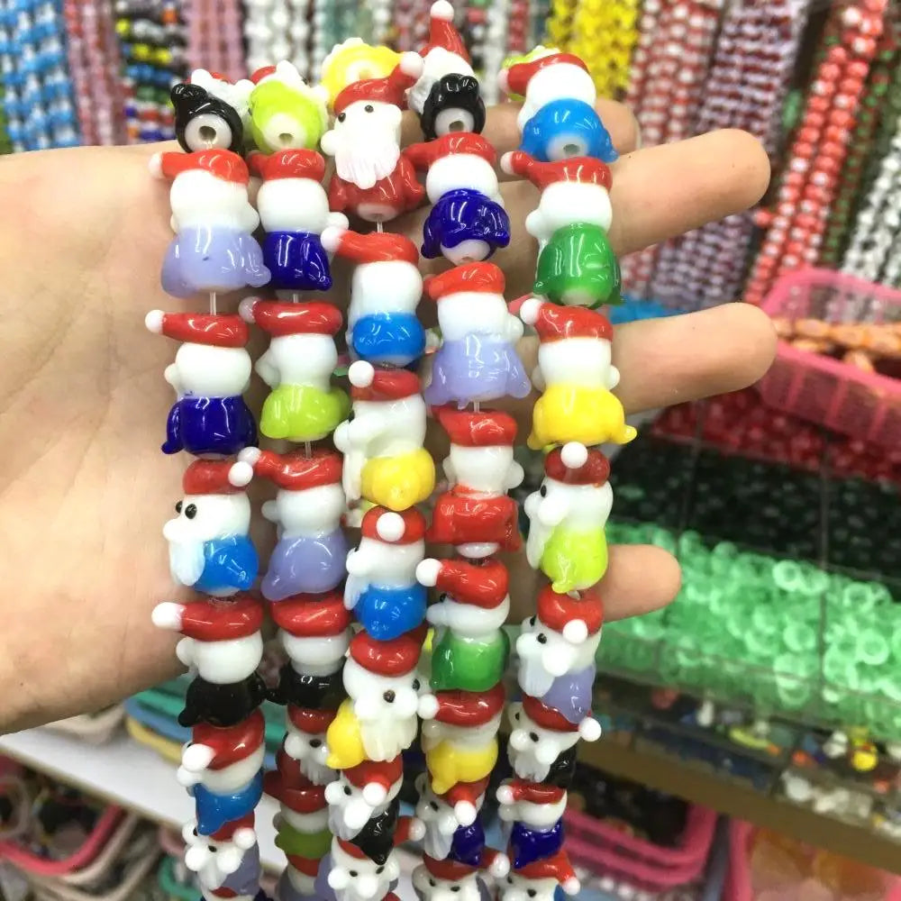 20pcs Multicolor Snowman Bead Porcelain Lampwork Loose Beads DIY Jewelry Making