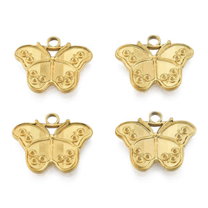 20pcs 304 Stainless Steel Butterfly Pendant Settings for Necklace DIY Jewelry