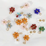 20pcs Stainless Steel Flower Crystal Beads Charms Pendants DIY Jewelry Making