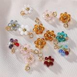 20pcs Stainless Steel Flower Crystal Beads Charms Pendants DIY Jewelry Making