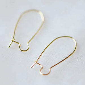 20pcs Kidney Ear Wires, Brass Hoop Earrings, 25/ 30/ 45mm Sizes