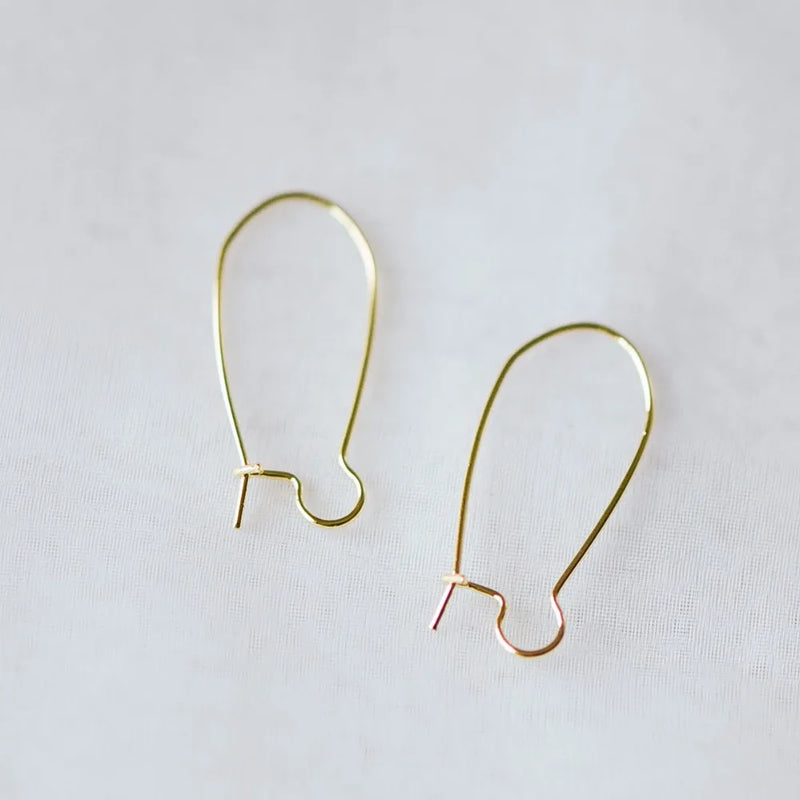 20pcs Kidney Ear Wires, Brass Hoop Earrings, 25/ 30/ 45mm Sizes
