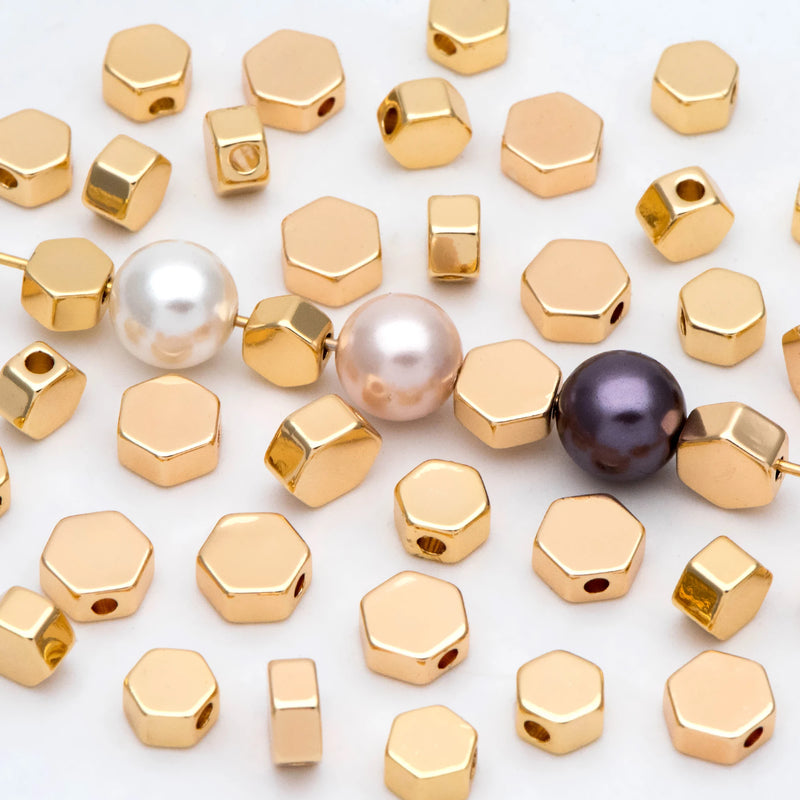 20pcs Hexagon Flat Spacer Beads 5/6mm for Bracelet Jewelry Making DIY