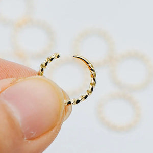 20pcs Plated Brass Jump Rings 11mm Twisted Split Jumpring Loop Hoop Earrings