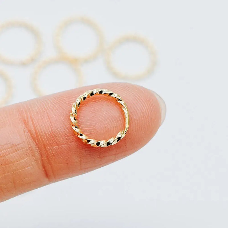 20pcs Plated Brass Jump Rings 11mm Twisted Split Jumpring Loop Hoop Earrings
