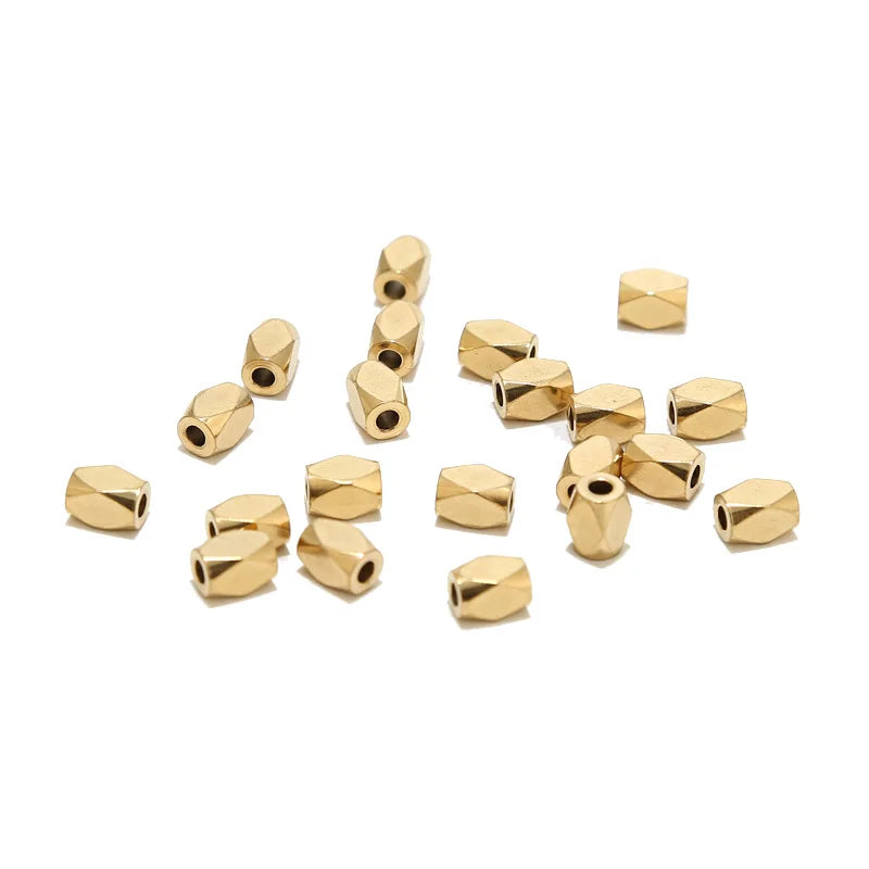 20pcs 6x4mm Stainless Steel Spacer Beads 1.8mm Hole Cube Square Loose Beads