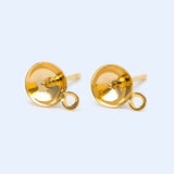 20pcs Plated Brass Ear Stud Posts with 6mm Cup Peg and Loop