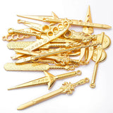 20pcs Golden Plated Sword Bookmark Charms DIY Jewelry Making