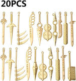 20pcs Golden Plated Sword Bookmark Charms DIY Jewelry Making