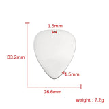 20pcs Guitar Pick Charms Stainless Steel Peach Heart For Engrave DIY Jewelry