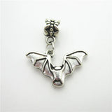 20pcs Halloween Bat Charms Dangle Lobster Clasp Macroporous Beads DIY Jewelry