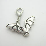 20pcs Halloween Bat Charms Dangle Lobster Clasp Macroporous Beads DIY Jewelry