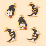 20pcs Halloween Enamel Skull Crow Moon Charms for Jewelry Making