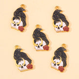 20pcs Halloween Enamel Skull Crow Moon Charms for Jewelry Making