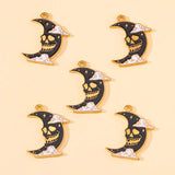 20pcs Halloween Enamel Skull Crow Moon Charms for Jewelry Making