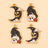20pcs Halloween Enamel Skull Crow Moon Charms for Jewelry Making