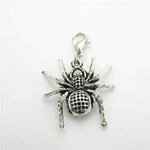 20pcs Halloween Spider Charms Dangle Hanging Lobster Clasp Beads DIY Jewelry