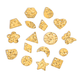 20pcs Hammered Disc Charms Stainless Steel Blank Coin Beads Pendant