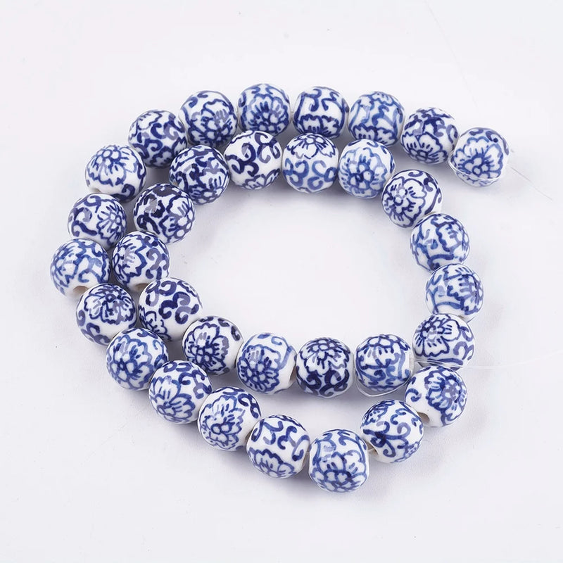 20pcs Porcelain Beads Chinese Ceramic Bead Spacer for DIY Bracelet Making