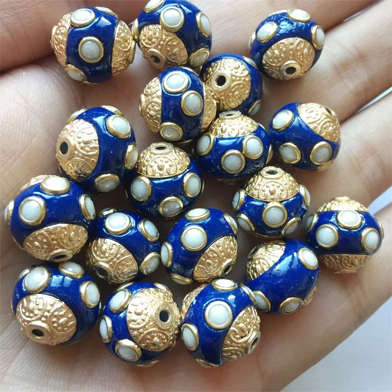 20pcs 14MM Navy Pearl Copper Beads Jewelry Making DIY Accessories