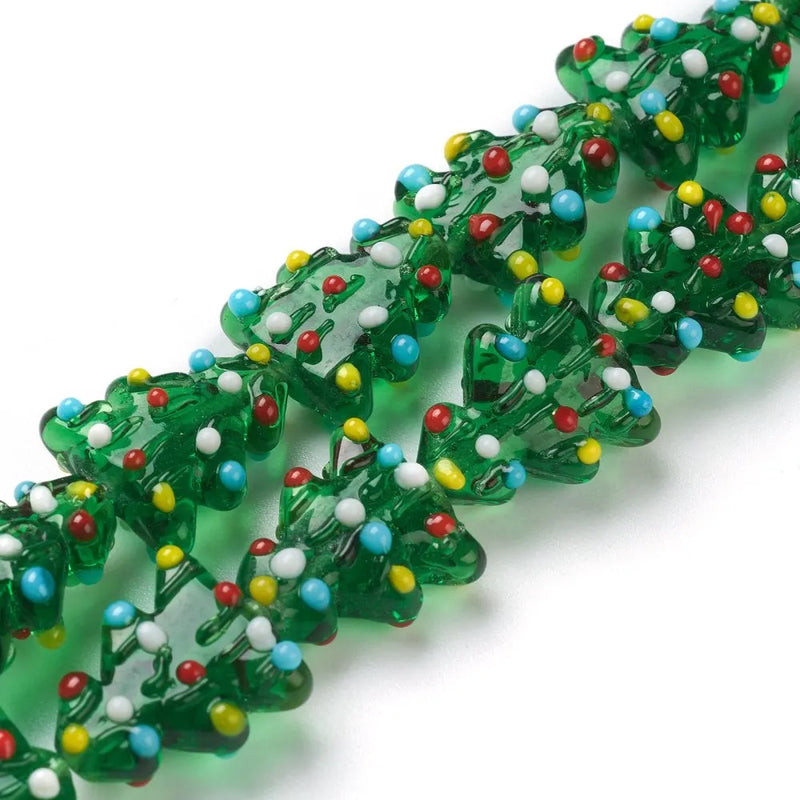 20pcs Lampwork Christmas Tree Beads for DIY Bracelet Necklace Crafts Decor