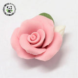 20pcs Pink Flower Porcelain Clay Beads Cabochons 23-25x20.5-21x10-11mm