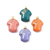 20pcs Porcelain Pendants Golden Plated Brass Charms DIY Jewelry Making