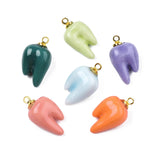 20pcs Porcelain Pendants Golden Plated Brass Charms DIY Jewelry Making