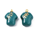 20pcs Porcelain Pendants Golden Plated Brass Charms DIY Jewelry Making