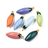 20pcs Porcelain Pendants Golden Plated Brass Charms DIY Jewelry Making