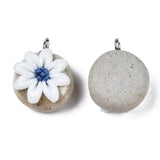 20pcs Porcelain Flower Pendants with Iron Findings for DIY Jewelry Making