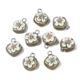 20pcs Porcelain Flower Pendants with Iron Findings for DIY Jewelry Making