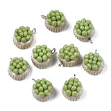20pcs Porcelain Flower Pendants with Iron Findings for DIY Jewelry Making
