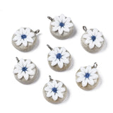 20pcs Porcelain Flower Pendants with Iron Findings for DIY Jewelry Making