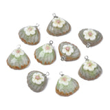 20pcs Porcelain Flower Pendants with Iron Findings for DIY Jewelry Making