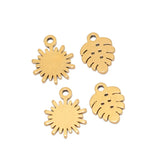 20pcs Stainless Steel Leaf Flower Pendant Charms for DIY Jewelry Making