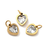 20pcs Heart Shape CZ Charms Stainless Steel Pendant DIY Jewelry Making