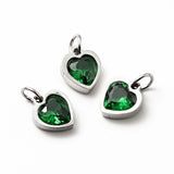 20pcs Heart Shape CZ Charms Stainless Steel Pendant DIY Jewelry Making