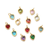 20pcs Heart Shape CZ Charms Stainless Steel Pendant DIY Jewelry Making