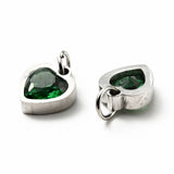 20pcs Heart Shape CZ Charms Stainless Steel Pendant DIY Jewelry Making